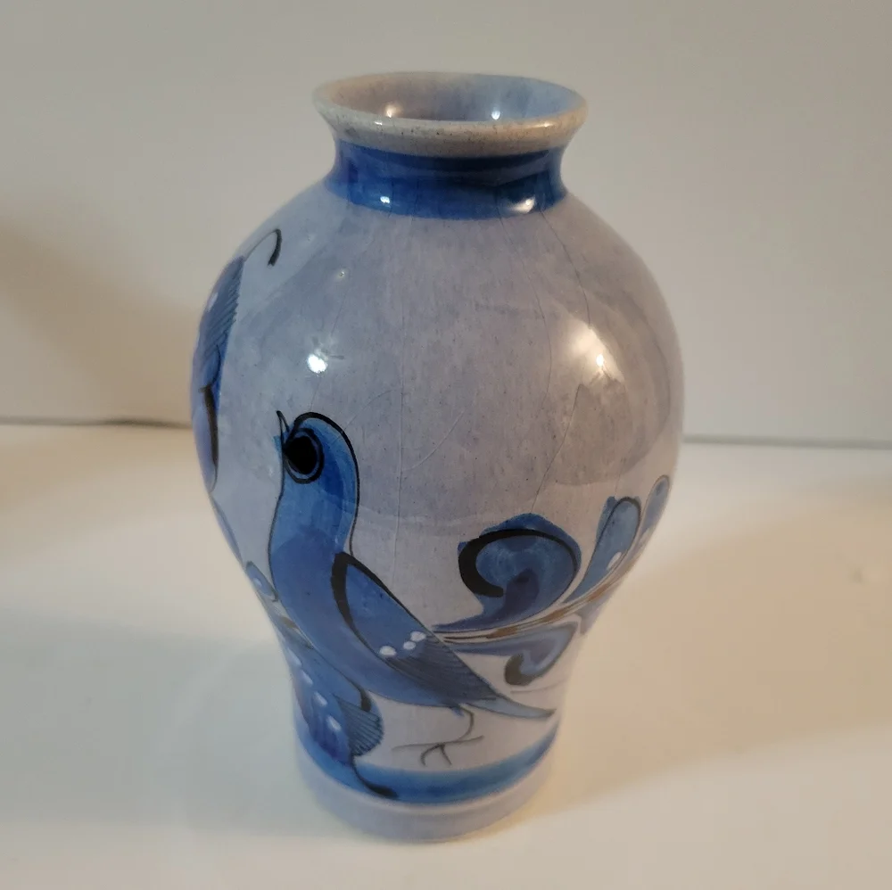 Tonala Mexican Pottery Vase Bird